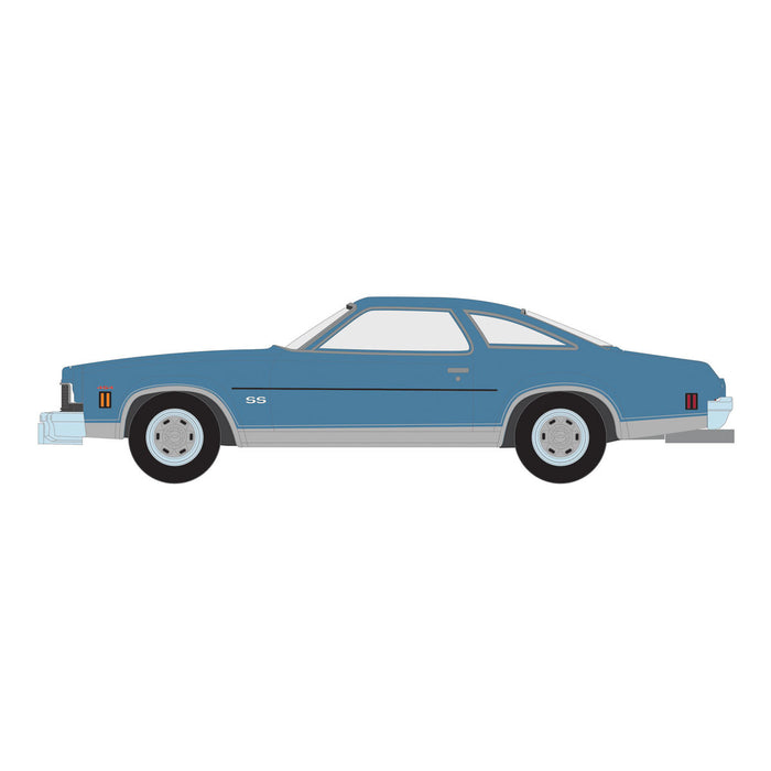 1/64 1973 Chevrolet Chevelle SS 454, Light Blue Metallic & Silver, GreenLight Muscle Series 29