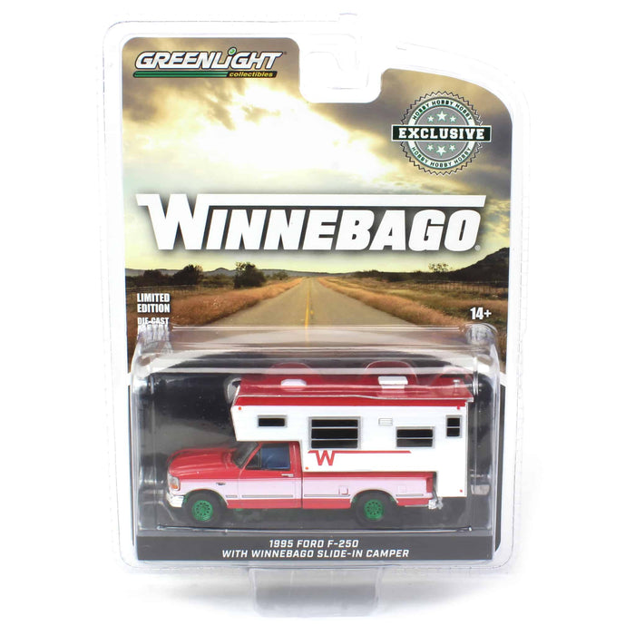 Green Machine ~ 1/64 1995 Ford F-250 Long Bed with Winnebago Slide-In Camper, Hobby Exclusive