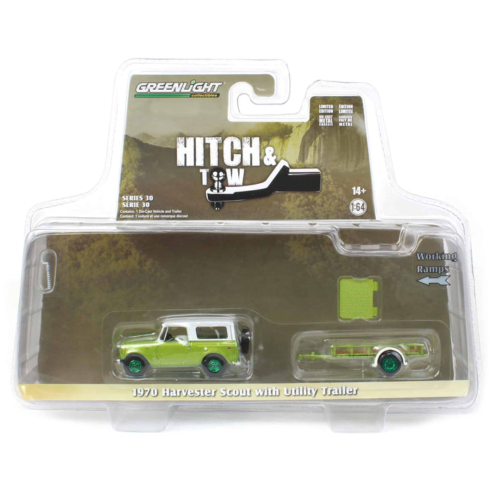 Green Machine ~ 1/64 1970 Harvester Scout with Utility Trailer, Hitch & Tow Series 30