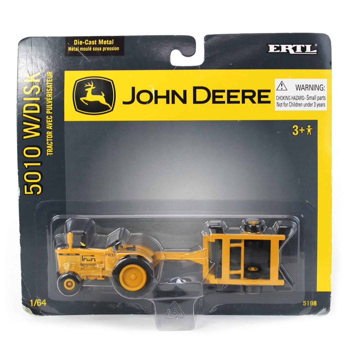 1/64 John Deere 5010 Industrial Yellow Tractor with Disk Harrow