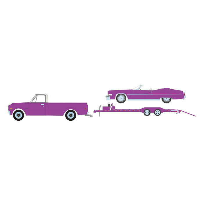 1/64 1972 Chevy C30 with Heavy Duty Car Hauler & 1974 Cadillac Eldorado, True Romance, Hollywood Hitch & Tow Series 13