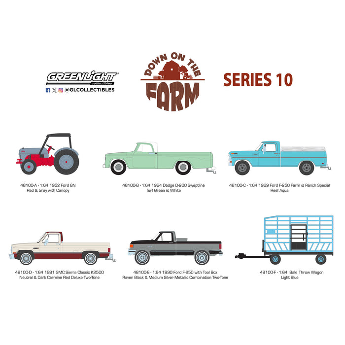 1/64 Down on the Farm Series 10 Sealed Set of 6 Greenlight Vehicles