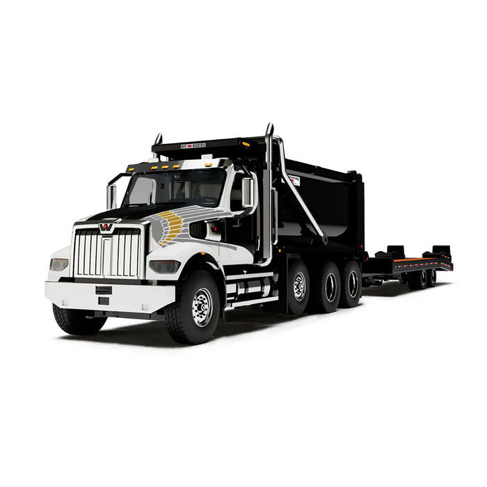 1/64 Black Western Star 49X with Ox Bodies Dump & Beaver Tail Trailer, DCP by First Gear