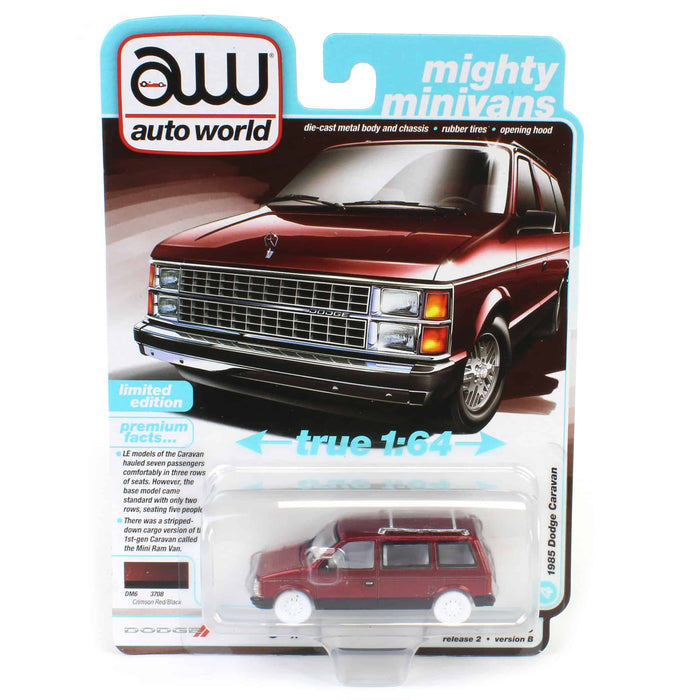 Ultra Red Chase ~ 1/64 Auto World 1985 Dodge Caravan, Crimson Red with Black Image