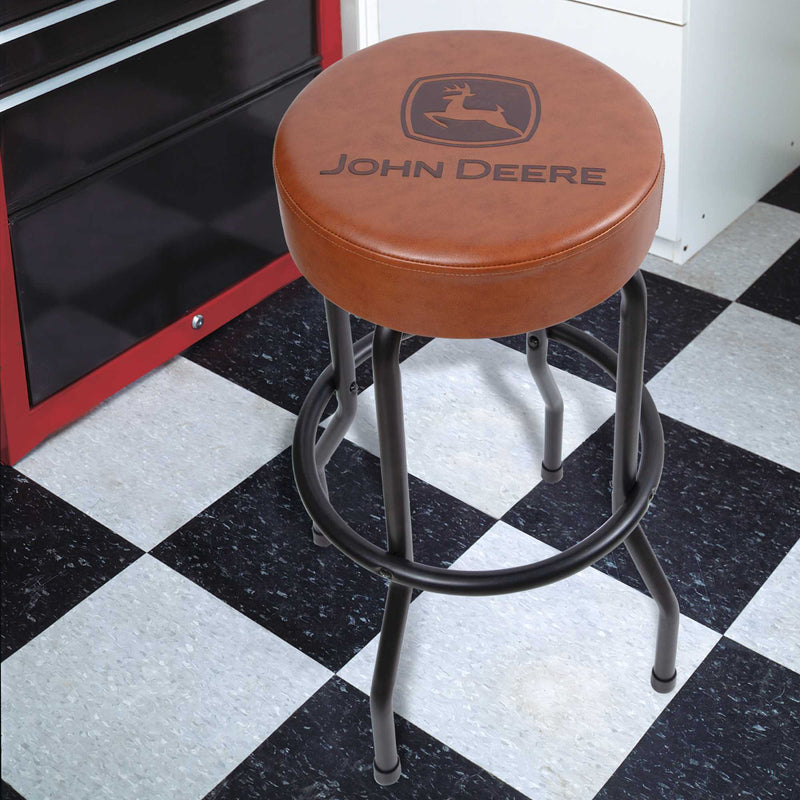 John Deere Barstool with Matte Brown Seat & Black Legs, 29 Inches