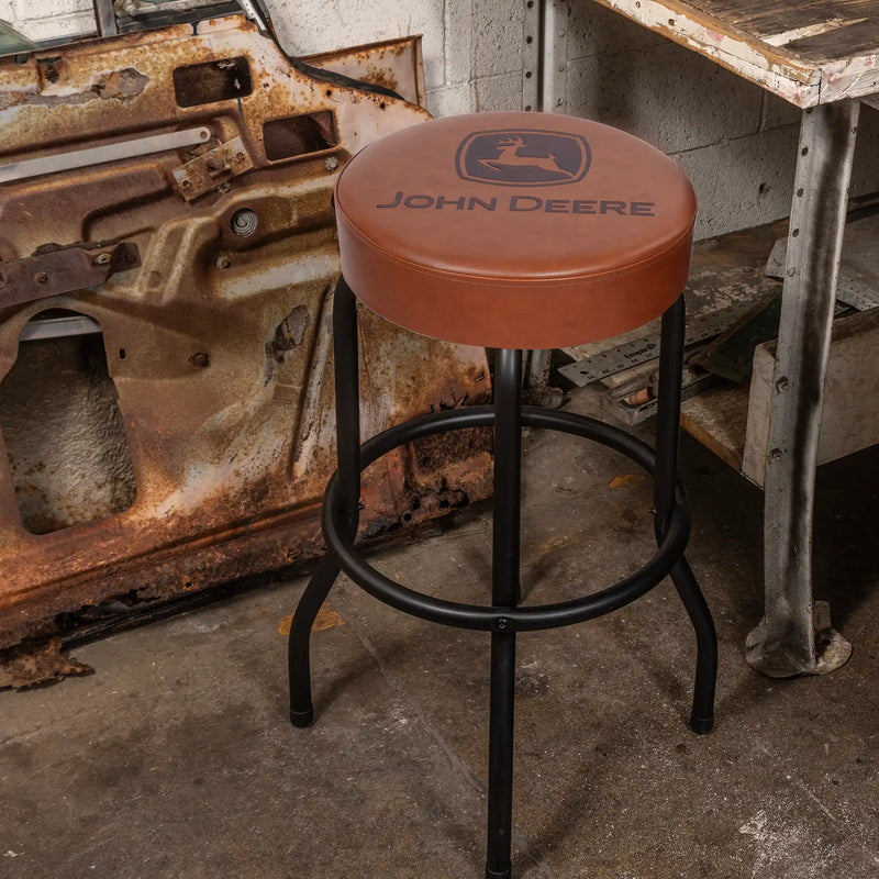 John Deere Barstool with Matte Brown Seat & Black Legs, 29 Inches