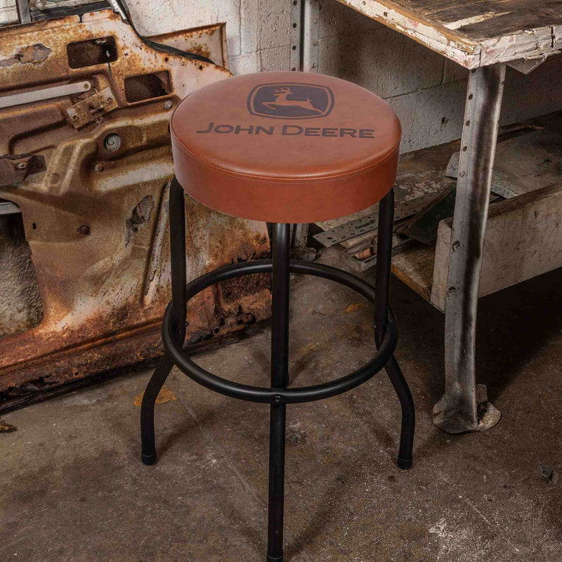 John Deere Barstool with Matte Brown Seat & Black Legs, 29 Inches