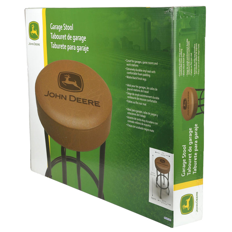 John Deere Barstool with Matte Brown Seat & Black Legs, 29 Inches
