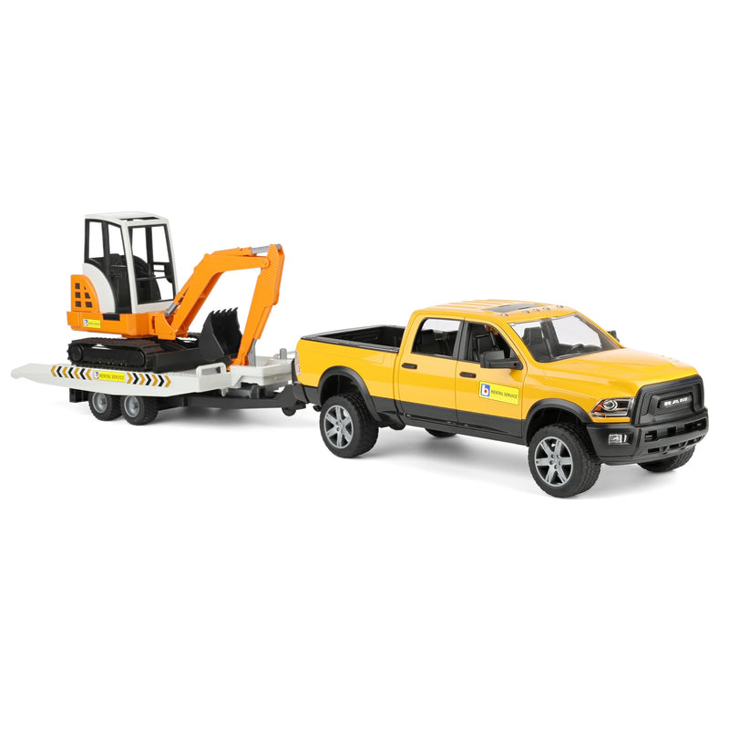 1/16 Bruder RAM Rental Truck with Trailer & Mini Excavator