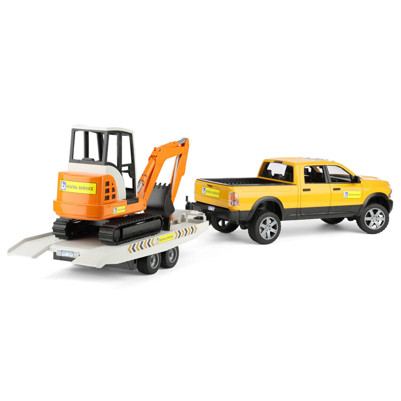 1/16 Bruder RAM Rental Truck with Trailer & Mini Excavator