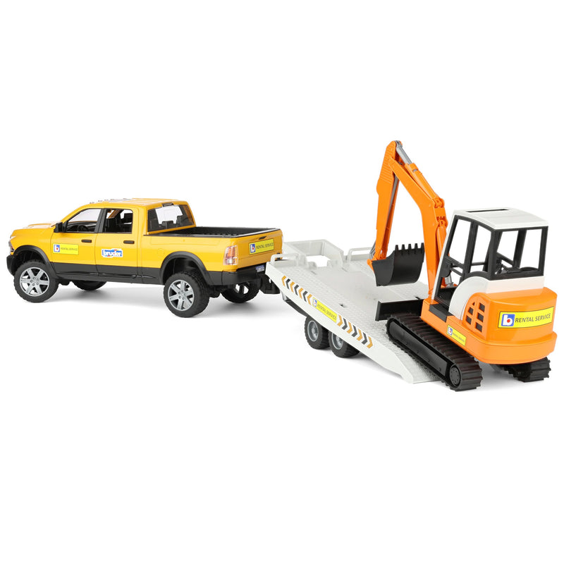1/16 Bruder RAM Rental Truck with Trailer & Mini Excavator