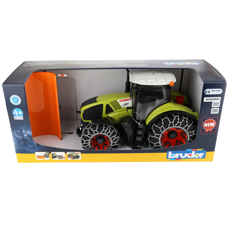 Toy Claas 1/16 Bruder Claas Axion 950 Tractor with Snow Chains & Snow Blade ...