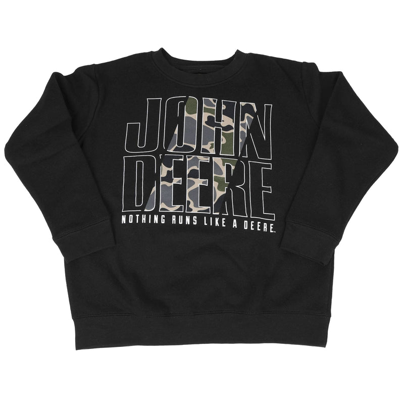 Youth John Deere Black & Camo Crewneck Sweatshirt