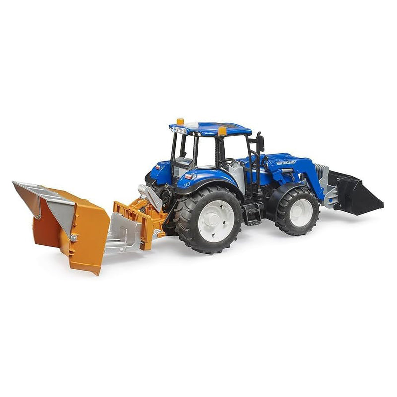 1/16 New Holland Powerstar T5.120 Tractor with Front Loader, Loading Box, Forks & Round Bales by Bruder