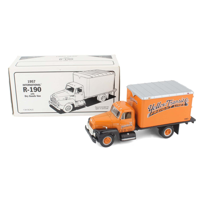 1/34 1957 International R-190 with Yellow Transit Company Freight Lines Dry Goods Van by First Gear