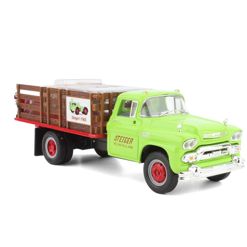 1/34 1958 GMC Stake Truck Steiger Farms 1 FWD with Parts Boxes & Dolly by First Gear