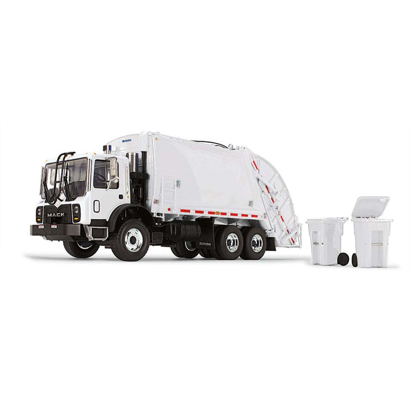 (B&D) 1/34 White Mack TerraPro with McNeilus Rear Loader & Trash Cans - Damaged Box
