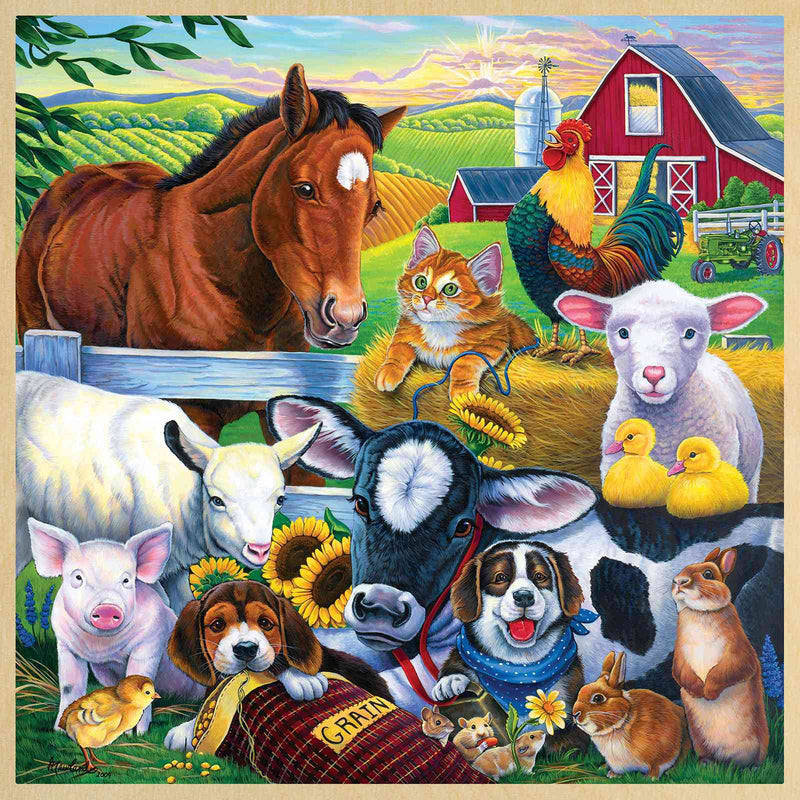 Farm Friends Fun Facts 48 Piece Wooden Puzzle 12" x 12"