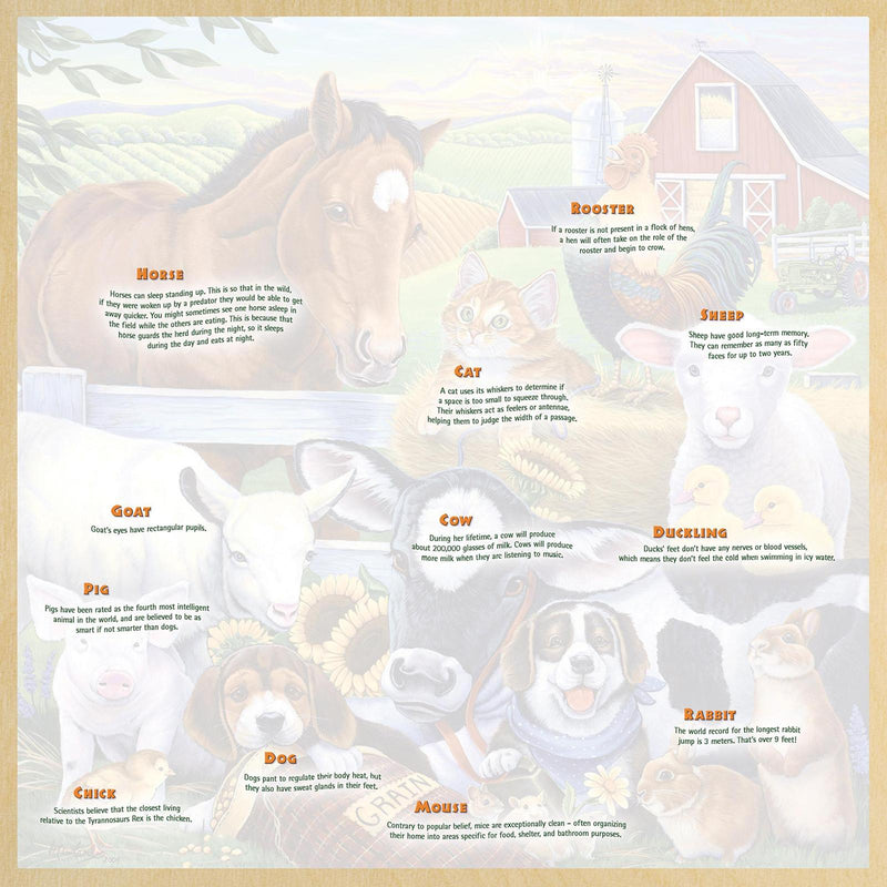 Farm Friends Fun Facts 48 Piece Wooden Puzzle 12" x 12"