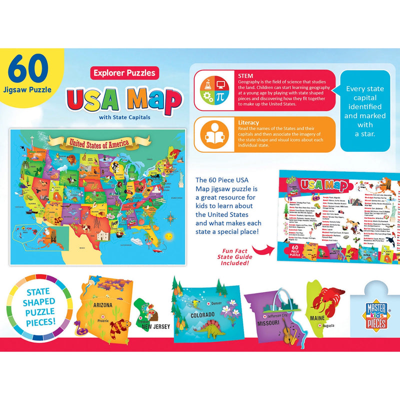 Explorer Puzzles USA Map 60 Piece Puzzle