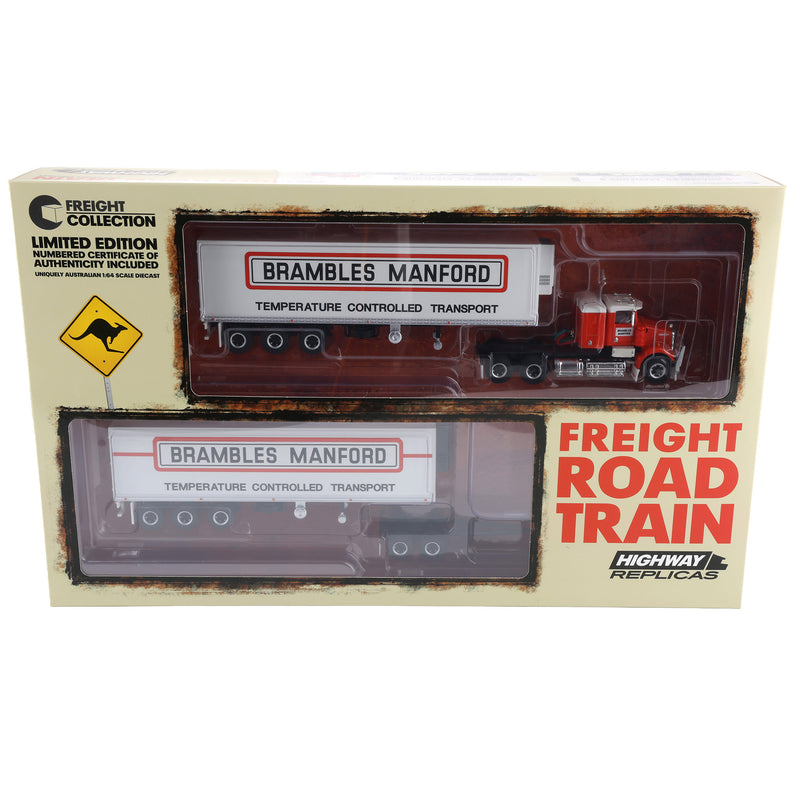1/64 Brambles Manford Road Train with Kenworth Truck, Dolly & 2 Trailers by Highway Replicas