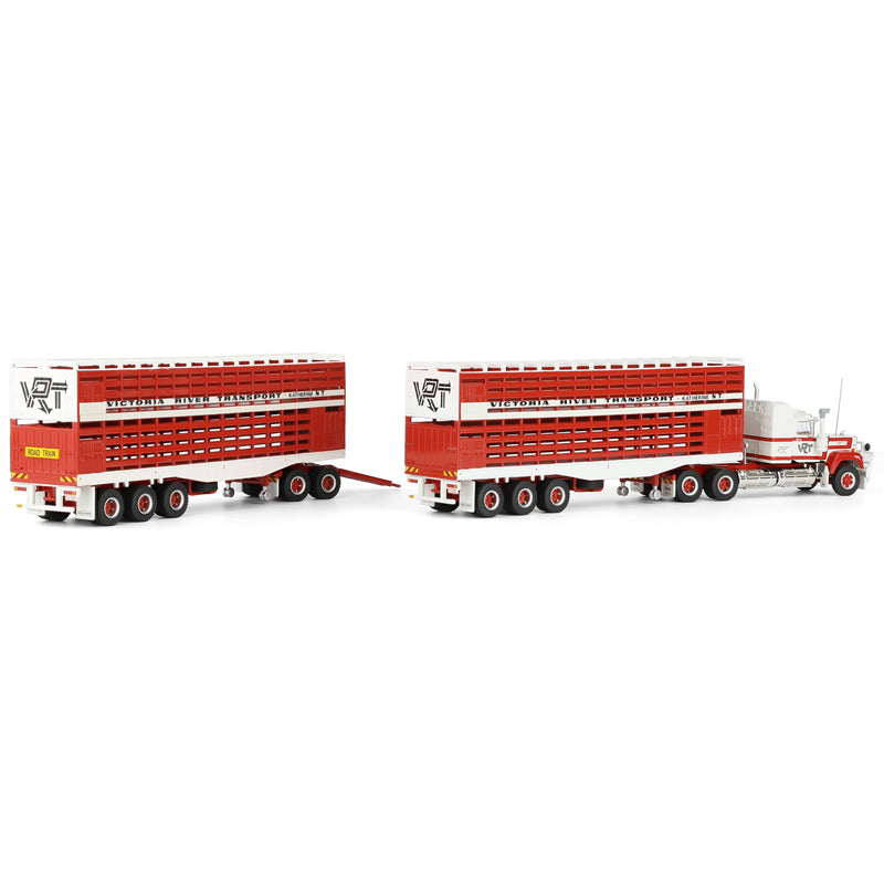 1/64 Victoria River Livestock Road Train with Mack Truck, 2 Trailers & Dolly by Highway Replicas
