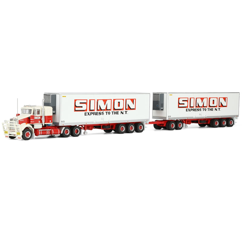 1/64 Simon National Carriers Freight Road Train with Kenworth Truck, 2 Trailers & Dolly by Highway Replicas
