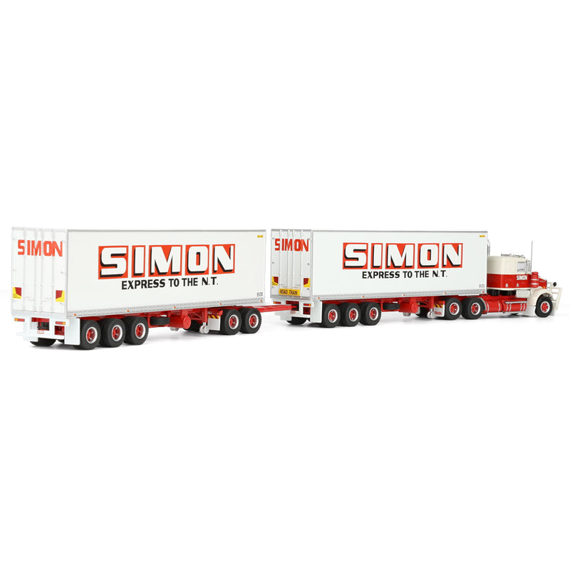 1/64 Simon National Carriers Freight Road Train with Kenworth Truck, 2 Trailers & Dolly by Highway Replicas