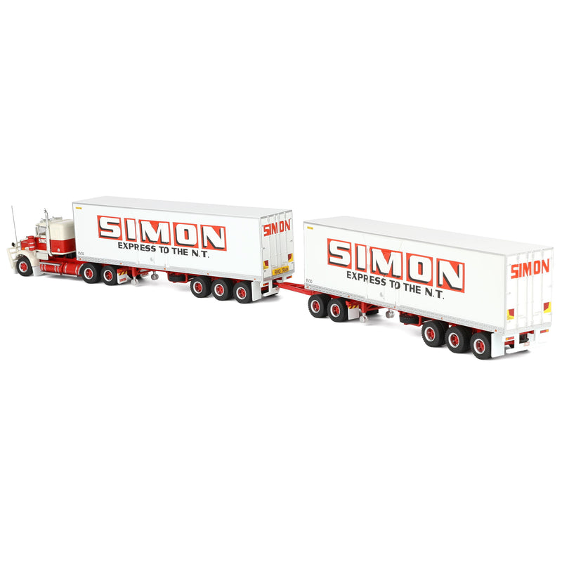 1/64 Simon National Carriers Freight Road Train with Kenworth Truck, 2 Trailers & Dolly by Highway Replicas