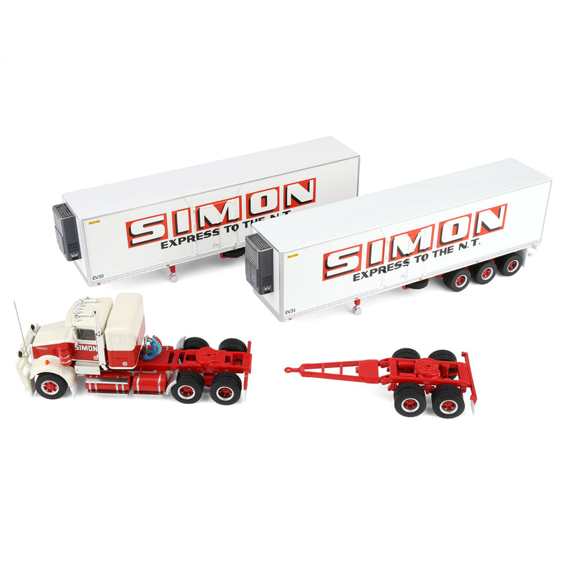 1/64 Simon National Carriers Freight Road Train with Kenworth Truck, 2 Trailers & Dolly by Highway Replicas