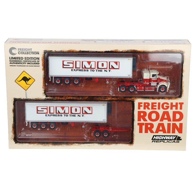 1/64 Simon National Carriers Freight Road Train with Kenworth Truck, 2 Trailers & Dolly by Highway Replicas