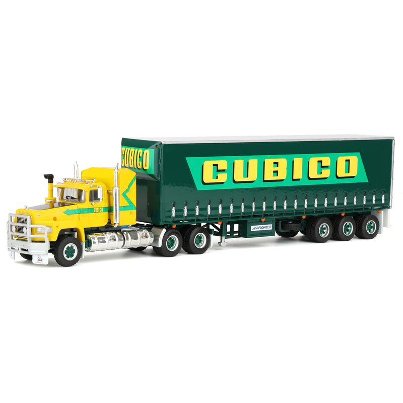 1/64 CUBICO Semi Truck with Mack Truck & Curtain-Side Freight Trailer by Highway Replicas