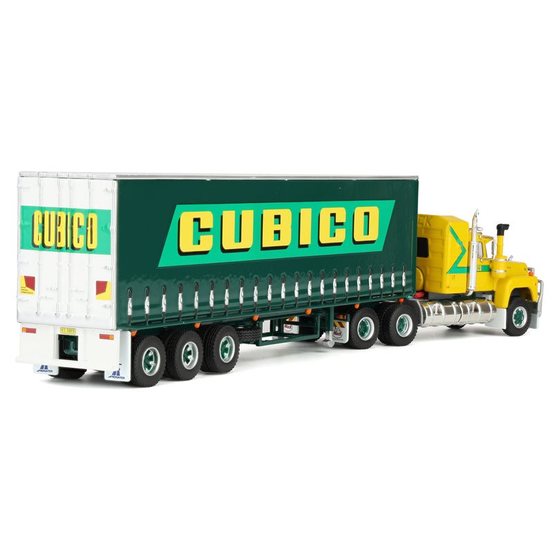1/64 CUBICO Semi Truck with Mack Truck & Curtain-Side Freight Trailer by Highway Replicas