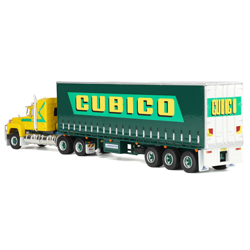 1/64 CUBICO Semi Truck with Mack Truck & Curtain-Side Freight Trailer by Highway Replicas