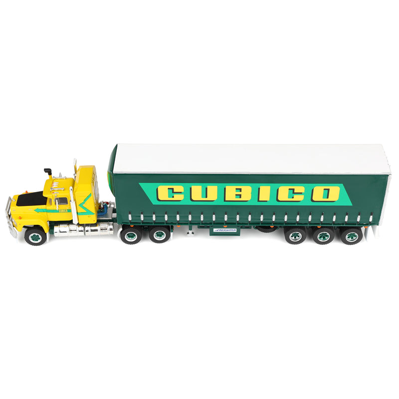 1/64 CUBICO Semi Truck with Mack Truck & Curtain-Side Freight Trailer by Highway Replicas