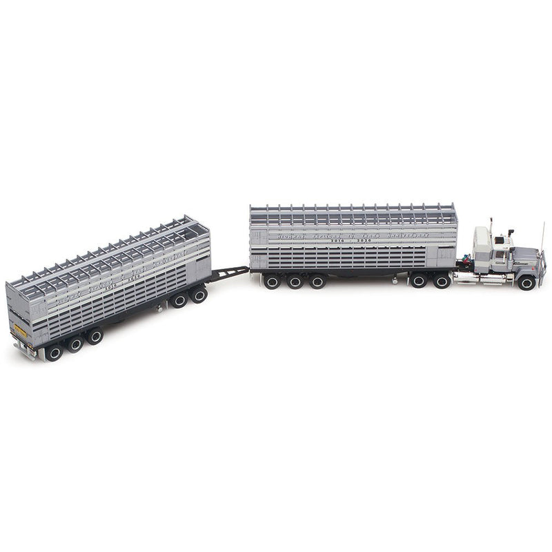 1/64 Highway Replicas 10th Anniversary Livestock Road Train with Mack Truck, 2 Livestock Trailers & Dolly