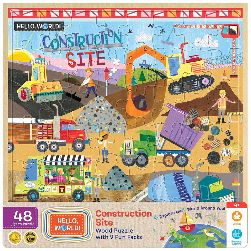 Hello, World! Construction Site 48 Piece Wood Puzzle