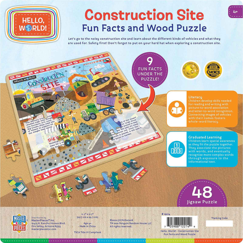 Hello, World! Construction Site 48 Piece Wood Puzzle