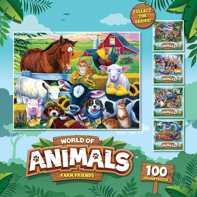 World of Animals Farm Friends 100 Piece Puzzle