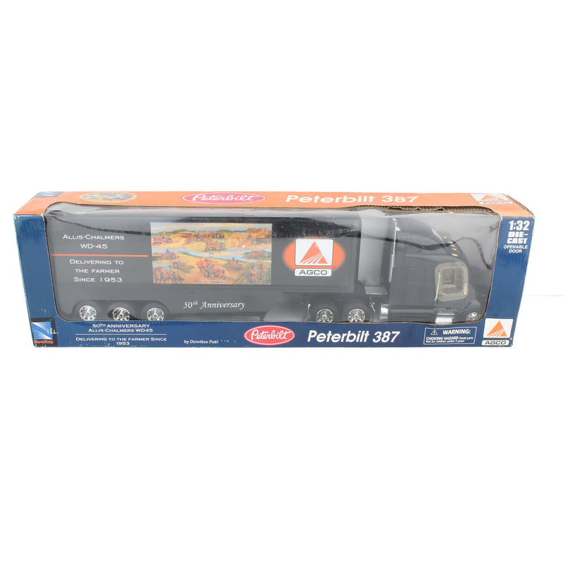 1/32 Agco Peterbilt 387 with Allis-Chalmers WD-45 50th Anniversary Box Trailer by NewRay