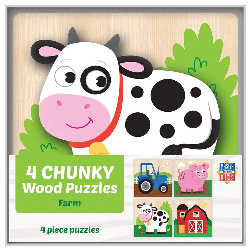 4-pack of Chunky Wood Farm Puzzles