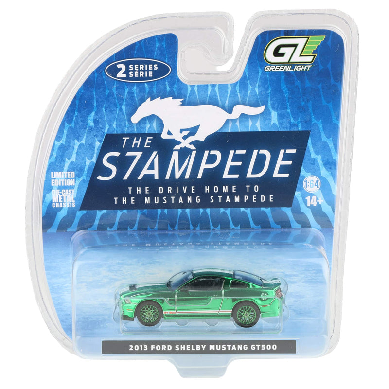 Green Chrome Chase Unit ~ 1/64 2013 Ford Shelby Mustang GT-500, Race Red, The Mustang Stampede Series 2
