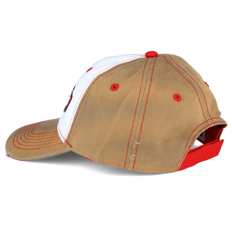 White Stained Twill Front, 3D Farmall Logo, Frayed Tan Cap