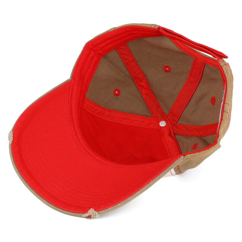 White Stained Twill Front, 3D Farmall Logo, Frayed Tan Cap