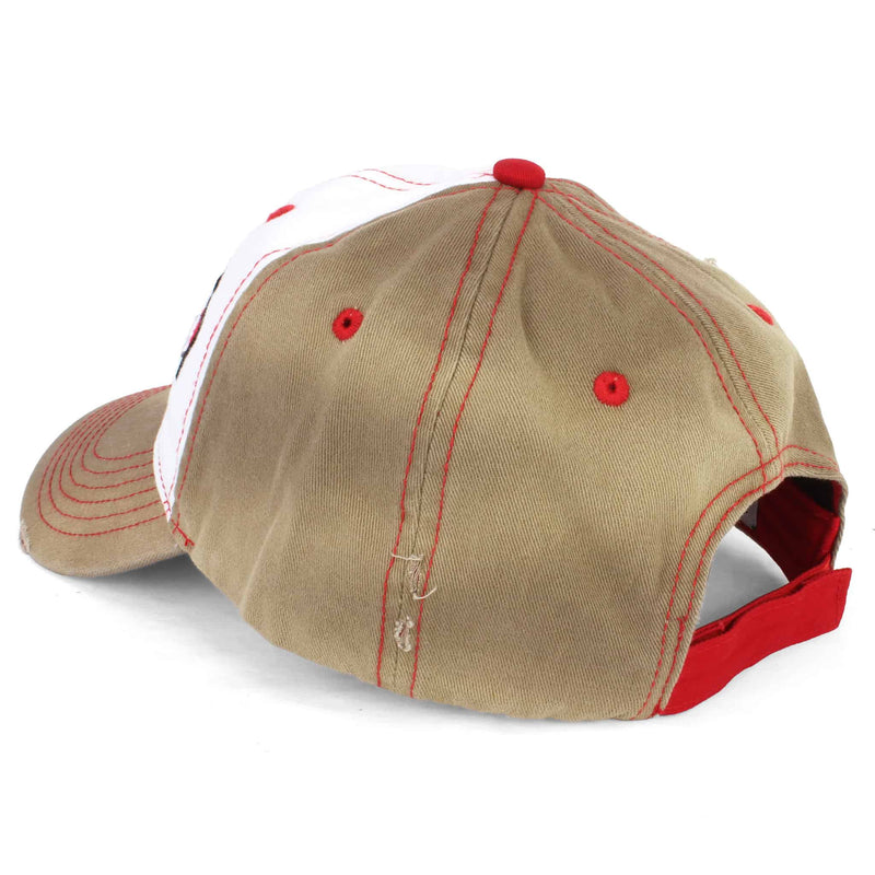 Farmall Stained White & Tan Distressed Cap w/ Twill Front & 3D Logo
