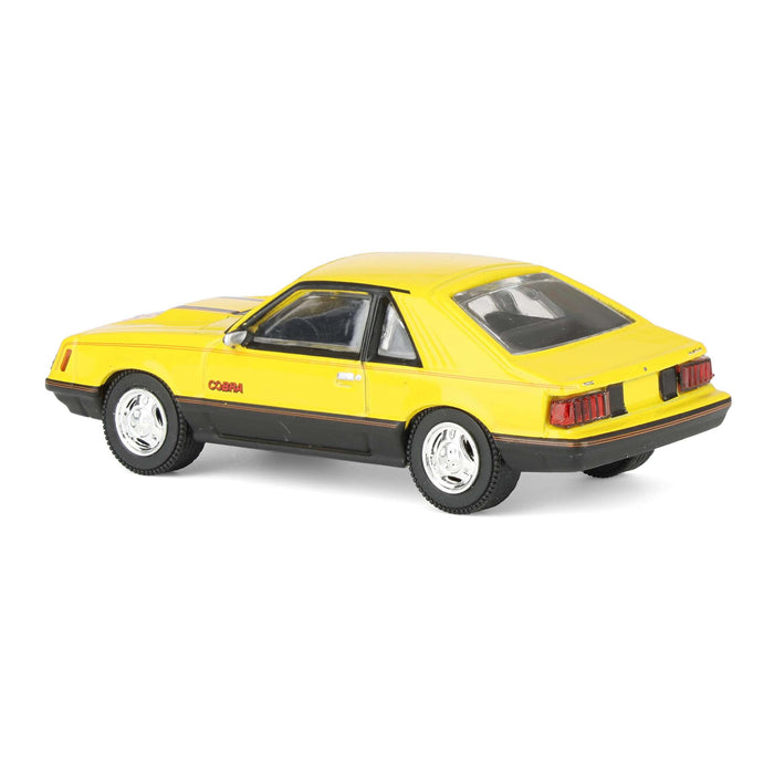 1/64 1979 Ford Mustang Cobra Fastback, Bright Yellow with Cobra Graphics & Stripes, GreenLight Muscle Series 30 Image