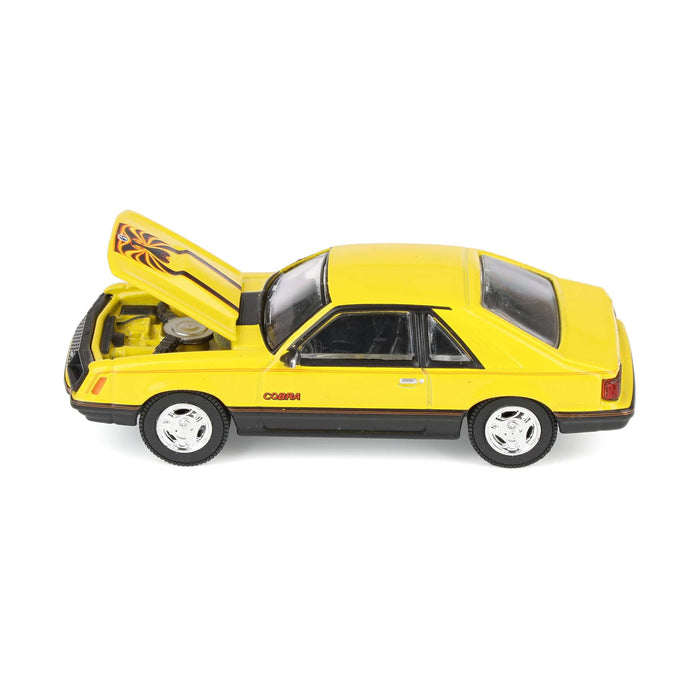 1/64 1979 Ford Mustang Cobra Fastback, Bright Yellow with Cobra Graphics & Stripes, GreenLight Muscle Series 30 Image