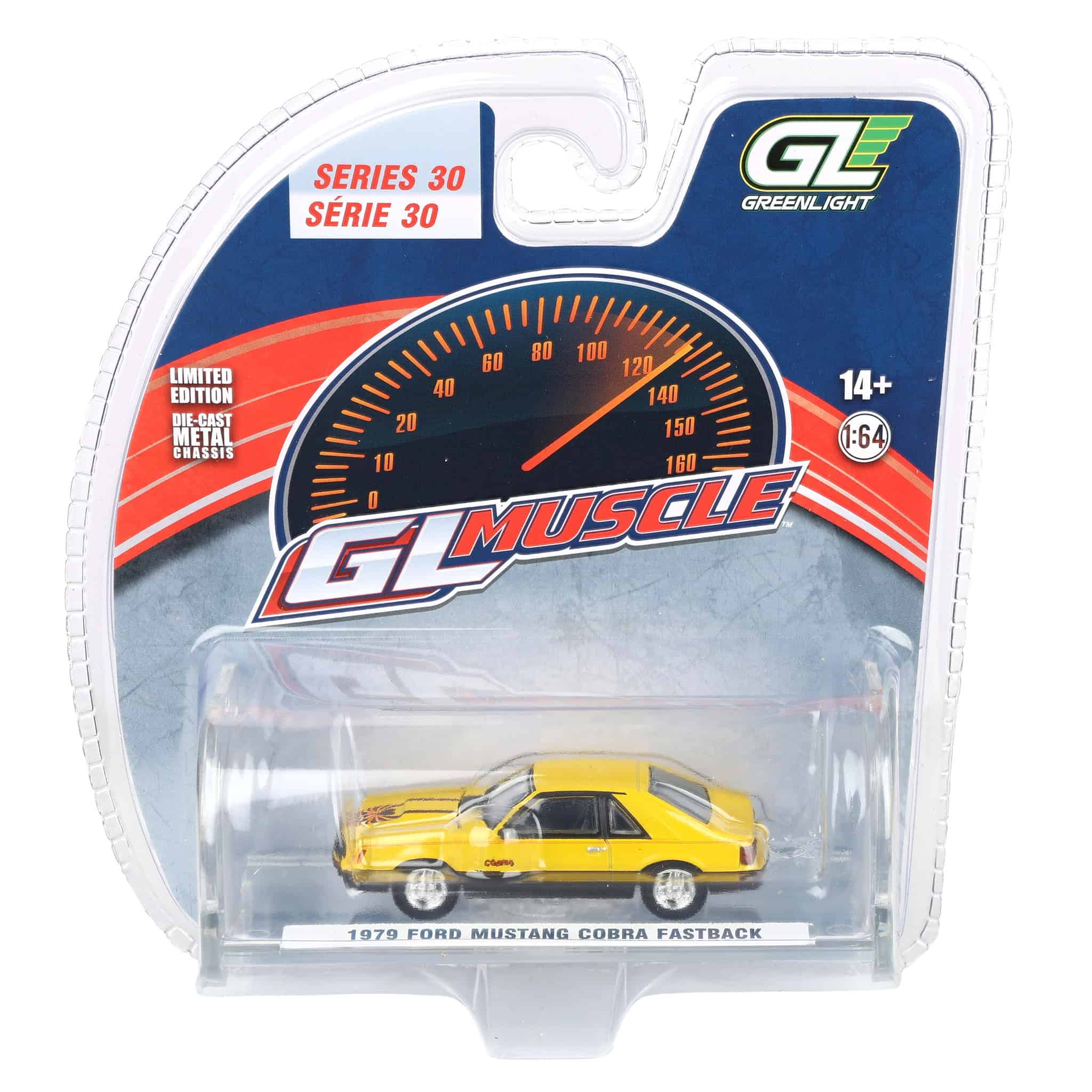 1/64 1979 Ford Mustang Cobra Fastback, Bright Yellow with Cobra