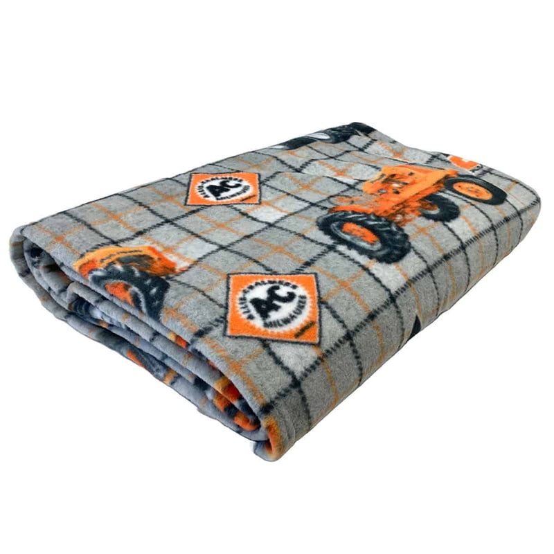 Allis Chalmers Tractors & Logos Gray Plaid 62in x 72in Fleece Blanket