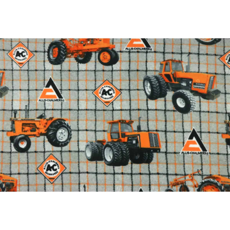 Allis Chalmers Tractors & Logos Gray Plaid 62in x 72in Fleece Blanket